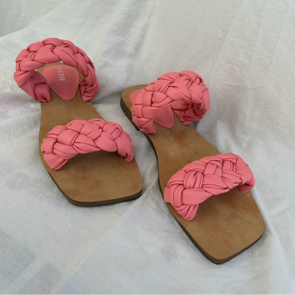 GUESS Brand - Coral Pink Braided Sandals - Size 7.5